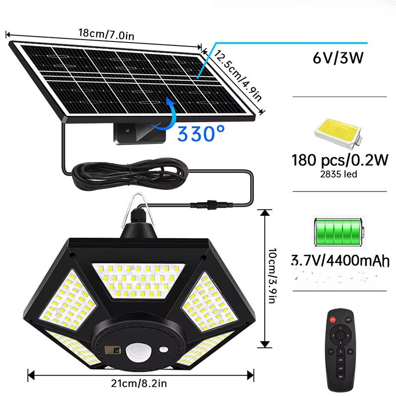 Lampe suspendu solaire LED avec capteur